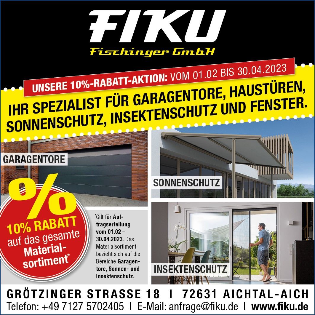 Fiku Rabattaktion Tore Sonnenschutz Insektenschutz 2023 Q1